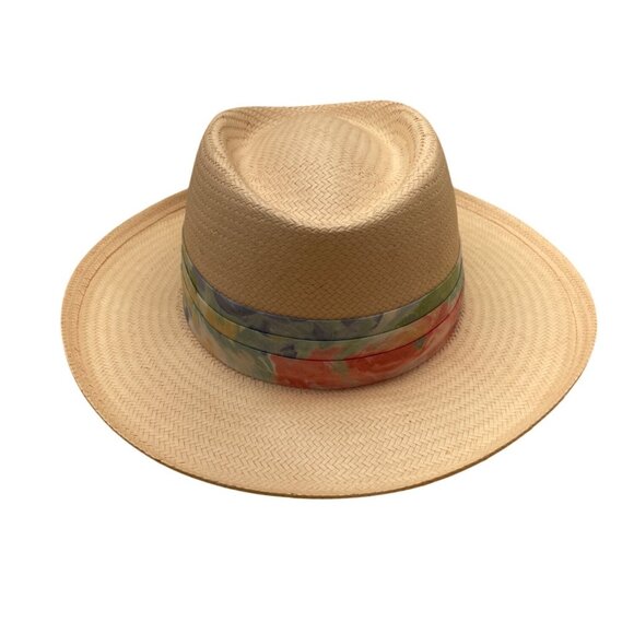 Derby Cap Womens Pink Straw Sun Hat With Floral Ribbon Bow Accent One Size - Picture 2 of 8